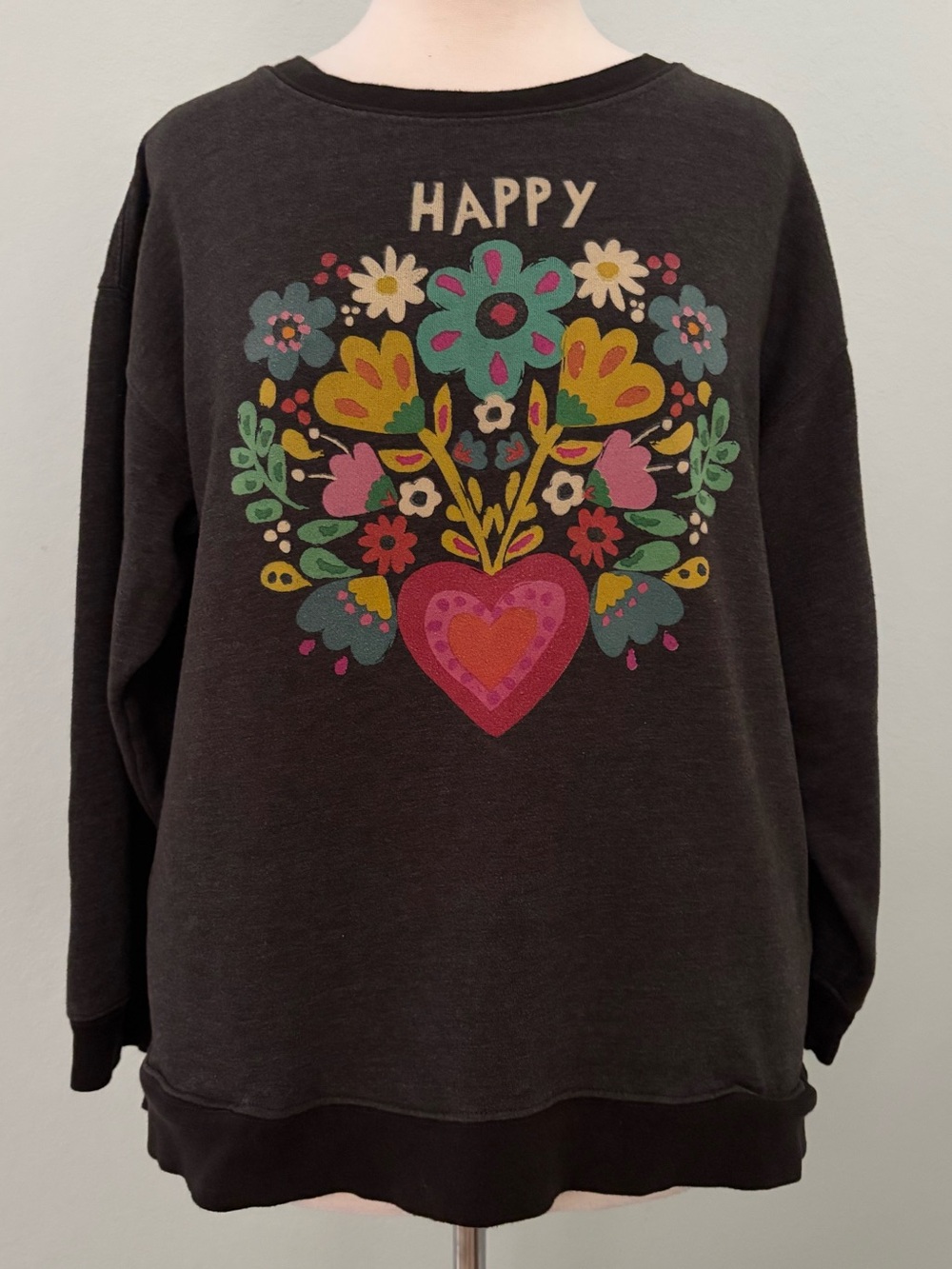 Natural Life HAPPY Floral Heart Sweatshirt